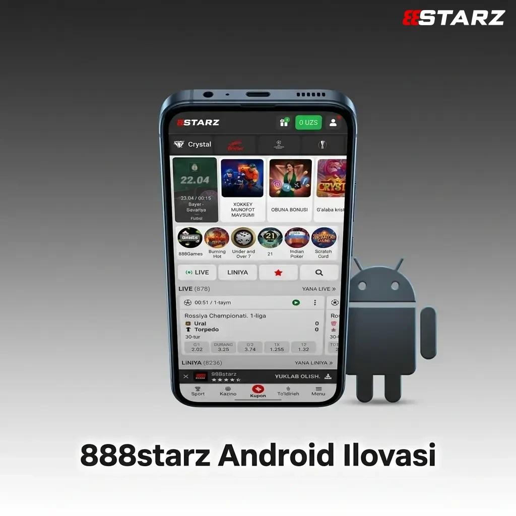 888starz Android ilovasi – bepul yuklab oling va istalgan joyda mobil stavka hamda kazino o'yinlaridan bahramand bo'ling