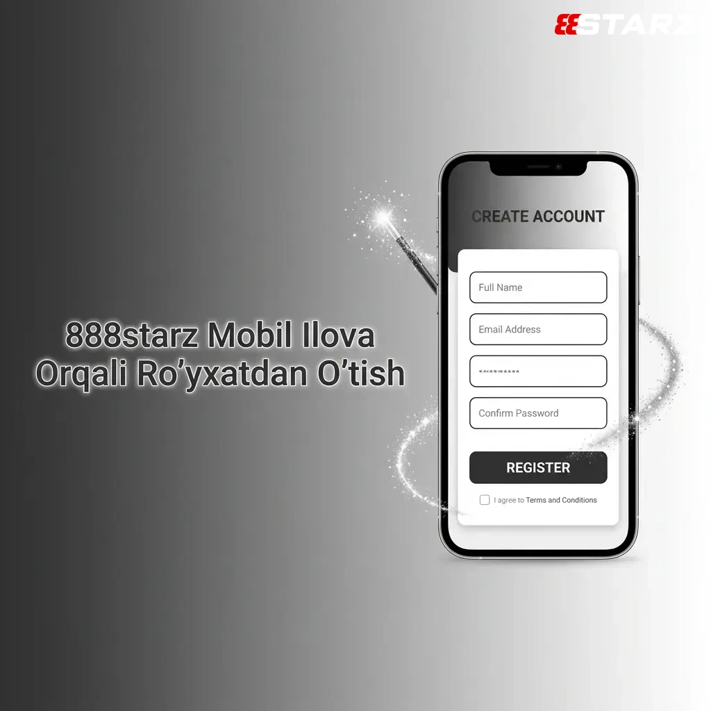 888starz mobil ilovasi orqali ro'yxatdan o'tish qadamlari ko'rsatilgan ekran tasviri