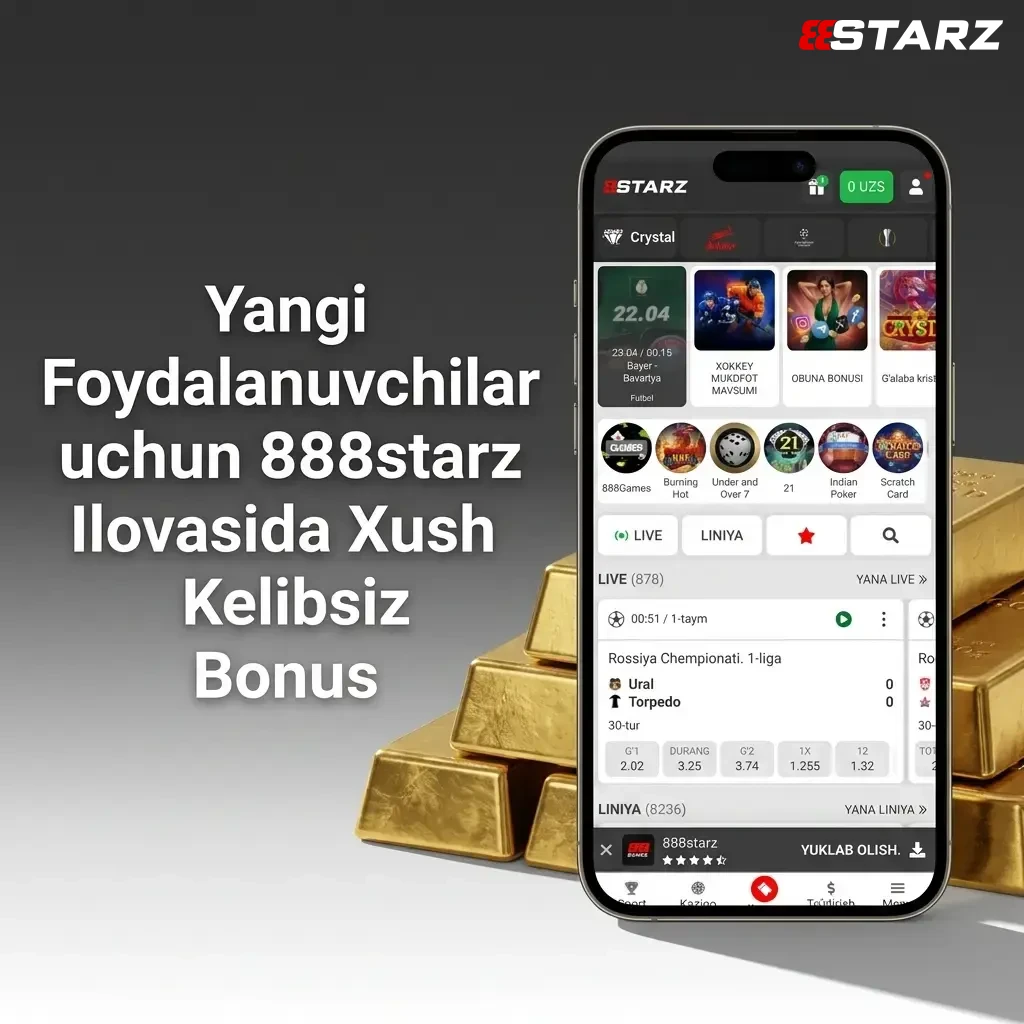 888starz ilovasida yangi foydalanuvchilar uchun sport va kazino bonuslari