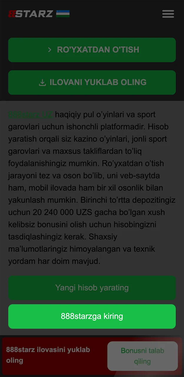 888starz saytida hisobingizga kirish uchun ushbu ko'rsatmalarga amal qiling.