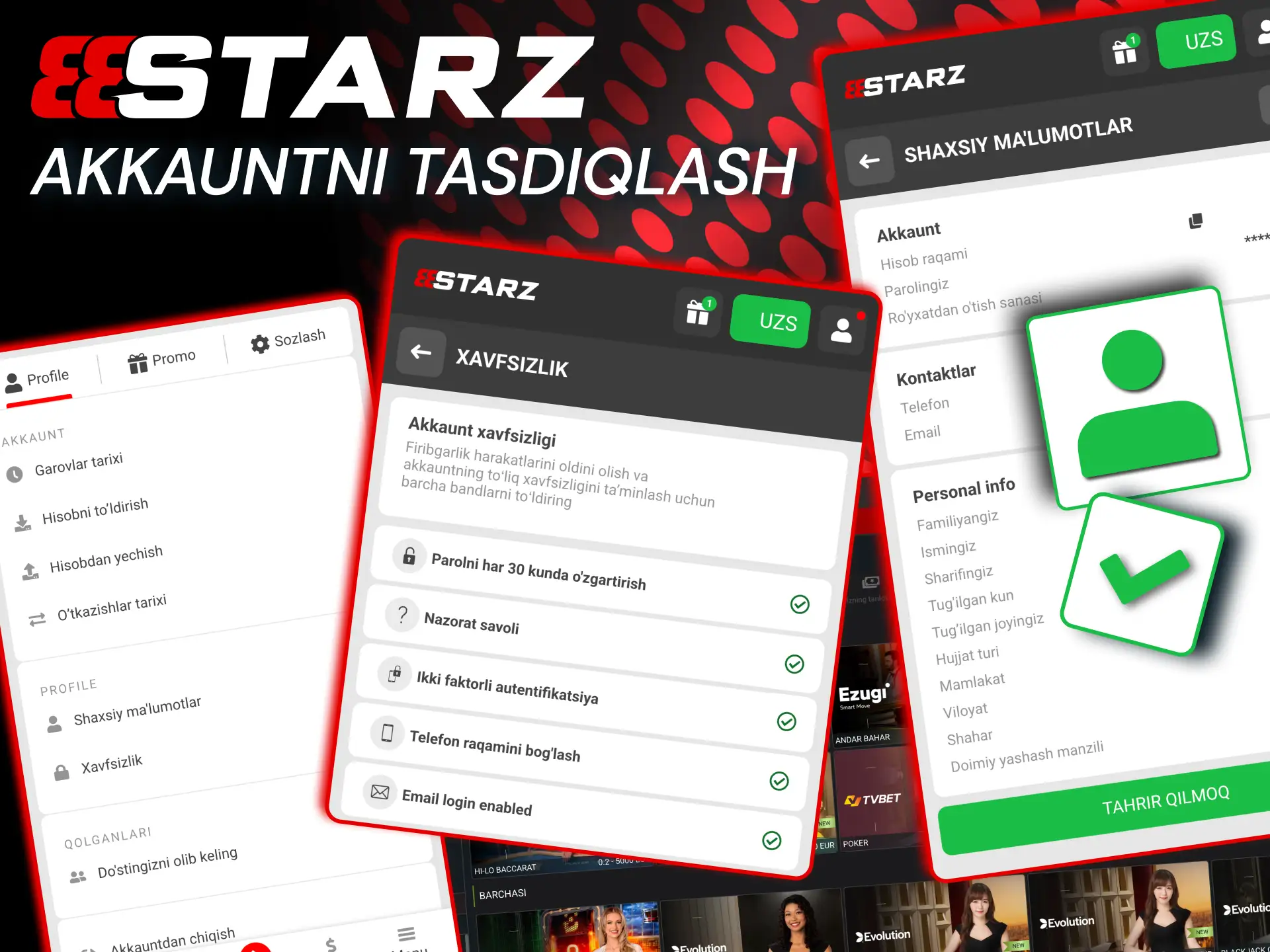 Tasdiqlash jarayonida 888starz pasport va manzil hujjatlarini tekshiradi.